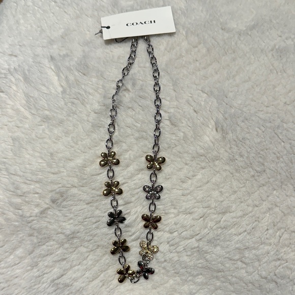 Coach Jewelry - Coach Women's Necklace with Floral Accents - Silver and Gold